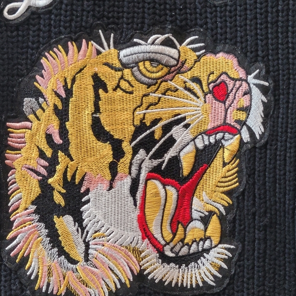 Oserjep Longline Embroidered Tiger Knit Patchwork AMAZING Cardi OS - Picture 11 of 16